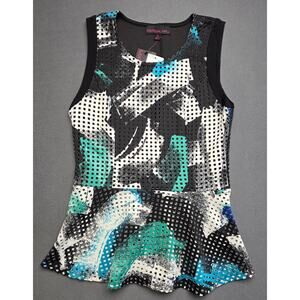 Material Girl- Girls Juniors Sz Medium Top‎ Retro Mesh Fish Net Abstract Y2K